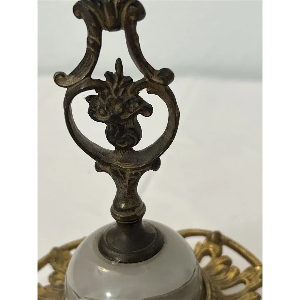 Antique Rococo Gilt Copper Bronze Floral Ornate Scrolled Candlestick Marble‎